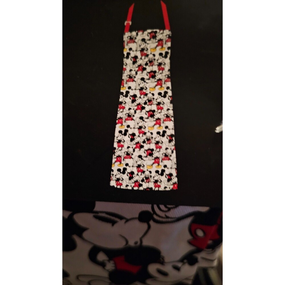 Disney Mickey Mouse Pattern Cotton Apron Cheerful Kitchen Cookout Party Happy